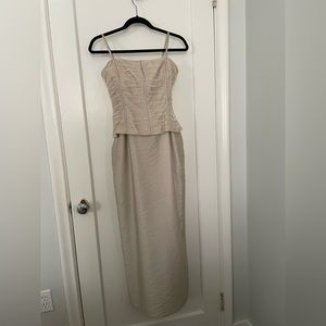 KM Collections x Milla Bell Dress Spaghetti Straps Pearl Beads Lined, Sz 4P